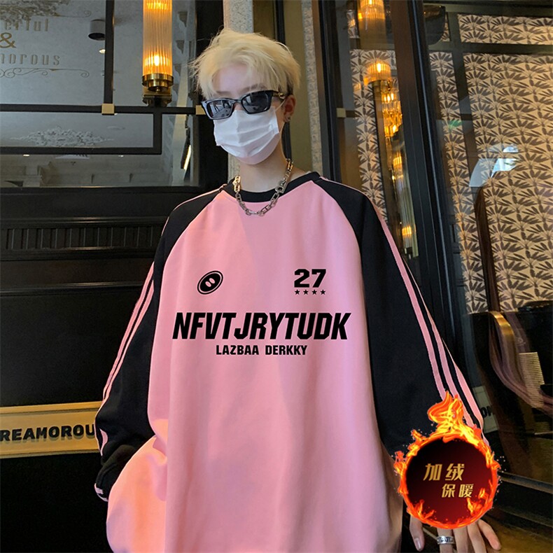 抖音得物供货提供视频秋冬重磅美式宽松织带圆领卫衣0719,男装卫衣,电商A486