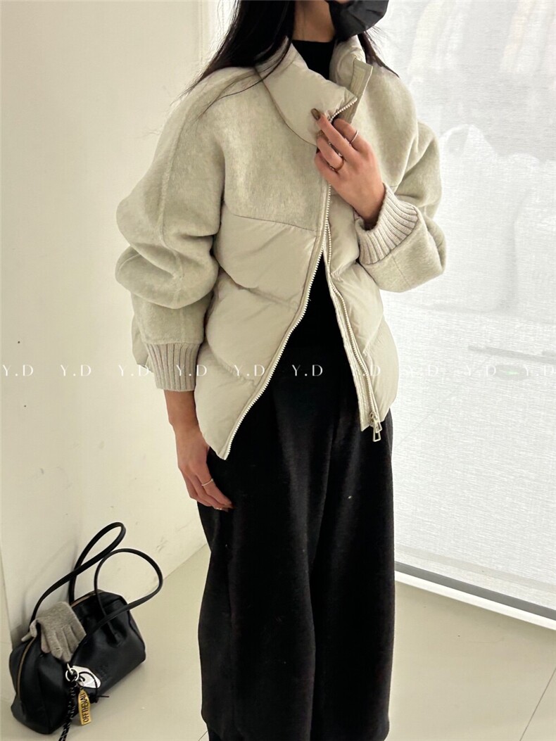 【依嘟】2025立领拼羽绒宽松显瘦保暖羽绒服外套,女装羽绒服,依嘟服饰