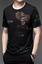 潮牌新款短袖t恤男透气夏季休闲冰丝高档烫钻体恤正品上衣P34，男装T恤，钱塘6003A(原)4033A