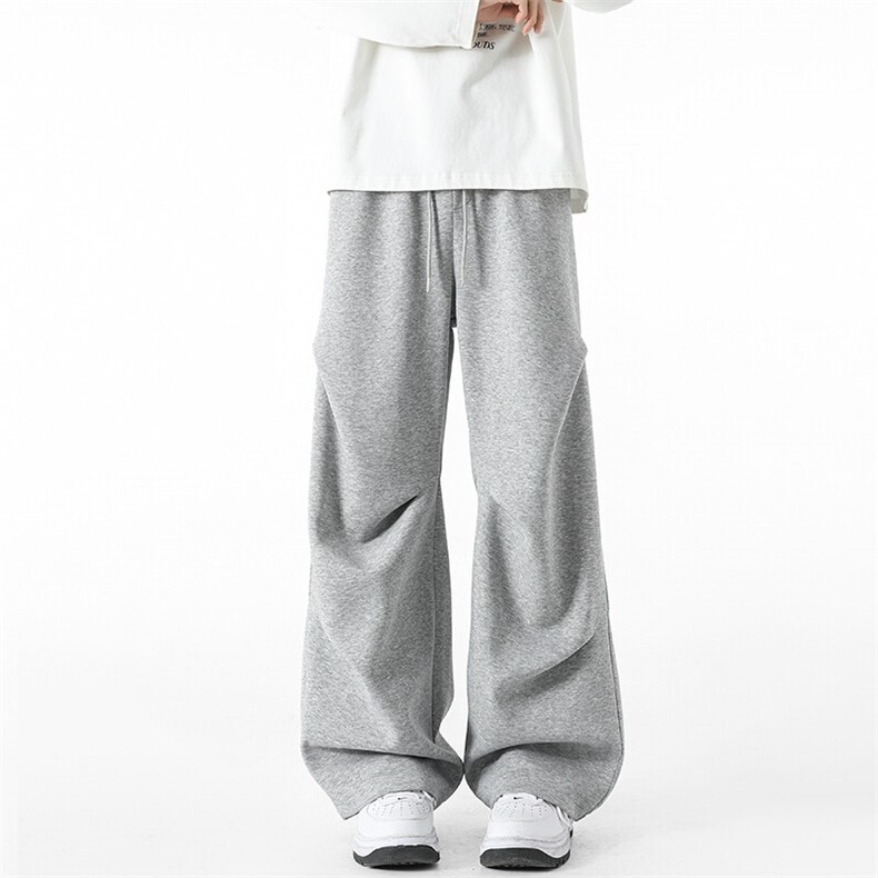 美式褶皱运动裤男秋季潮流宽松垂感直筒阔腿裤青少年百搭休闲长裤，男装休闲裤，电商基地A111