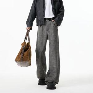 W9317-P60 网图现货 新款老钱风直筒西裤垂感显瘦微喇休闲长裤图片