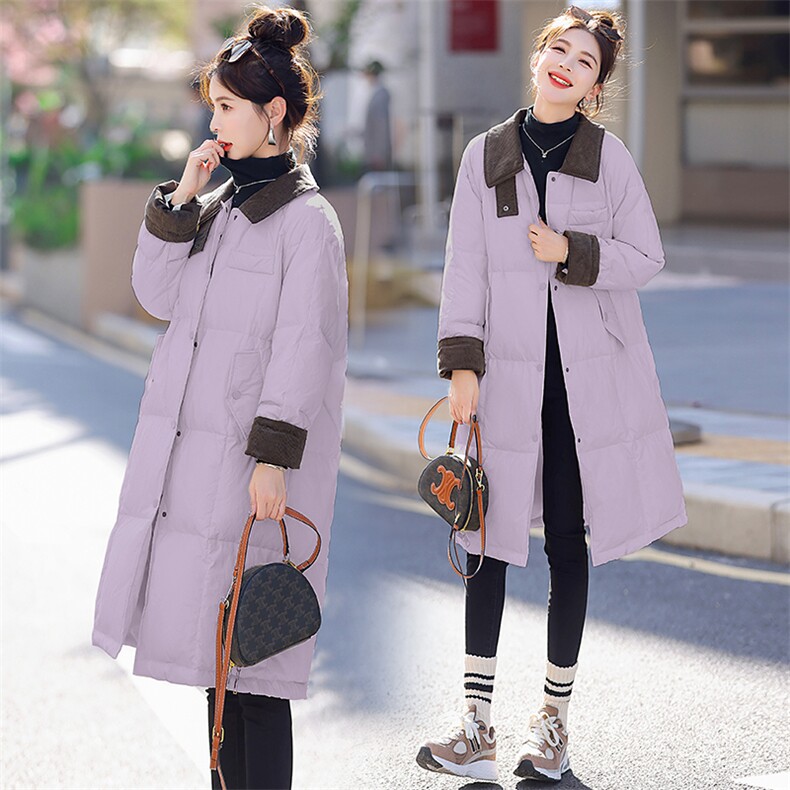 长款咖色羽绒服女2023冬季新款今年流行的小个子韩版气质简约小众,女装羽绒服,曼娅璐