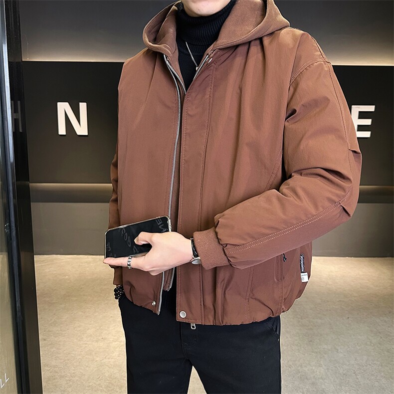 标50绒冬季男士连帽假两件羽绒服休闲加厚外套B338-8538-P215，男装羽绒服，电商B338