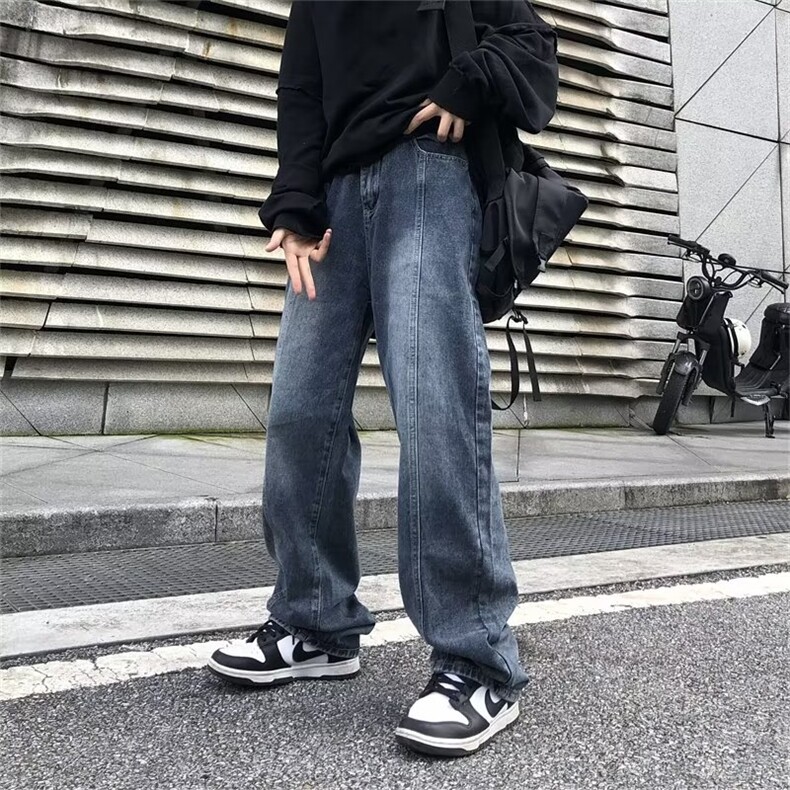 牛仔裤男夏季潮大码休闲裤子高街设计感裤子N8119P45图片