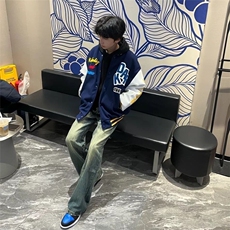 原潮植绒刺绣字母棒球服2025年春季新款百搭帅气外套夹克，男装夹克，星座1210-1