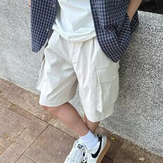 ins2025夏季新款休闲工装短裤男女纯色裤子宽松简约大口袋五分裤，男装牛仔裤，星座506A