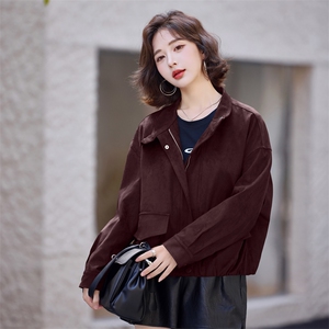 欧货气质麂皮绒短外套潮2025秋新款女小个子高级洋气宽松皮衣夹克图片