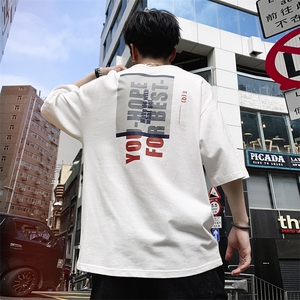 2021夏季新款短袖t恤男潮流港风休闲五分中袖上衣服 DS341TP25图片