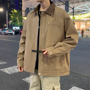 PU皮拼接夹克25年春新品翻领夹克时尚宽松外套A406 JK3520 特P85图片