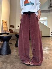 2025舒适百搭秋冬新款简约时尚撞色腰炒花镰刀裤，女装休闲裤，湘姗