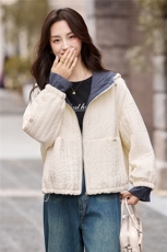 现货2025冬装新款连帽撞色时尚休闲女士棉衣棉服，女装棉衣/棉服，木子恋
