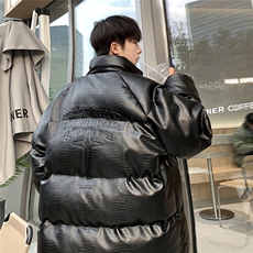 港风鳄鱼纹钢印字母图案设计大码休闲潮流棉衣男MY77727P128控168，男装棉衣，星座227-7