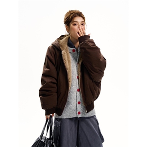 两面穿现货重磅短款座山雕棉衣男女双面穿毛毛绒棉服加厚外套图片