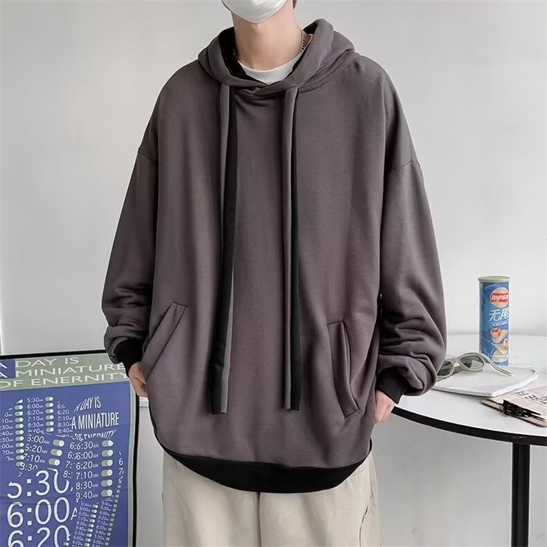 日系撞色连帽卫衣男春秋季港风潮牌休闲百搭运动外套W6610-P45,男装卫衣,星座512-2