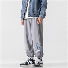 日系2024秋冬卡通印花宽松抽绳束脚运动休闲潮牌裤子2114-P40控69，男装休闲裤，星座914-3