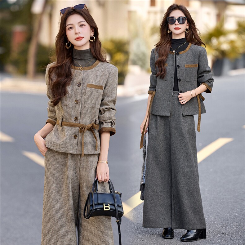 2025年秋季时尚潮流优雅千鸟格加厚套装，女装套装/套裙，贵人树