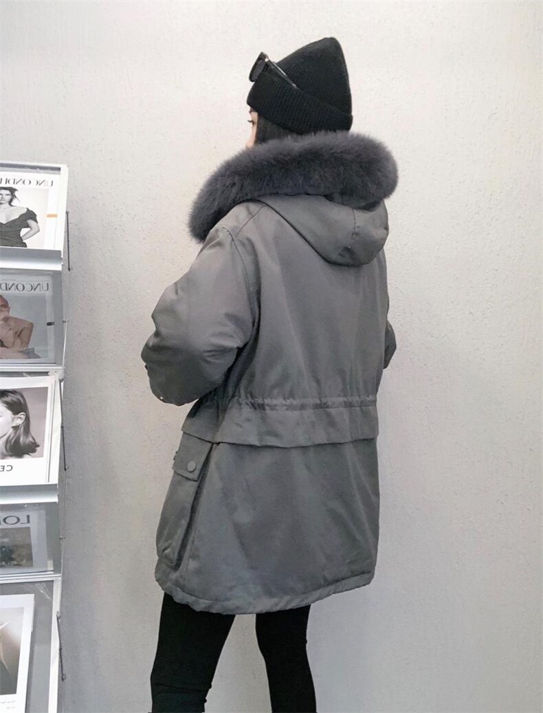 DG833欧货真狐狸毛领内胆仿獭兔毛时尚保暖派克服,女装,L·H·X