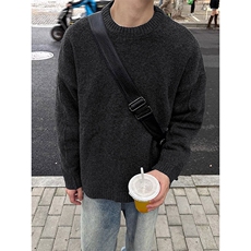 网图百搭套头针织衫男秋冬新款重磅毛绒纯色圆领毛衣-A2322TP48，男装针织衫/毛衣，电商B241