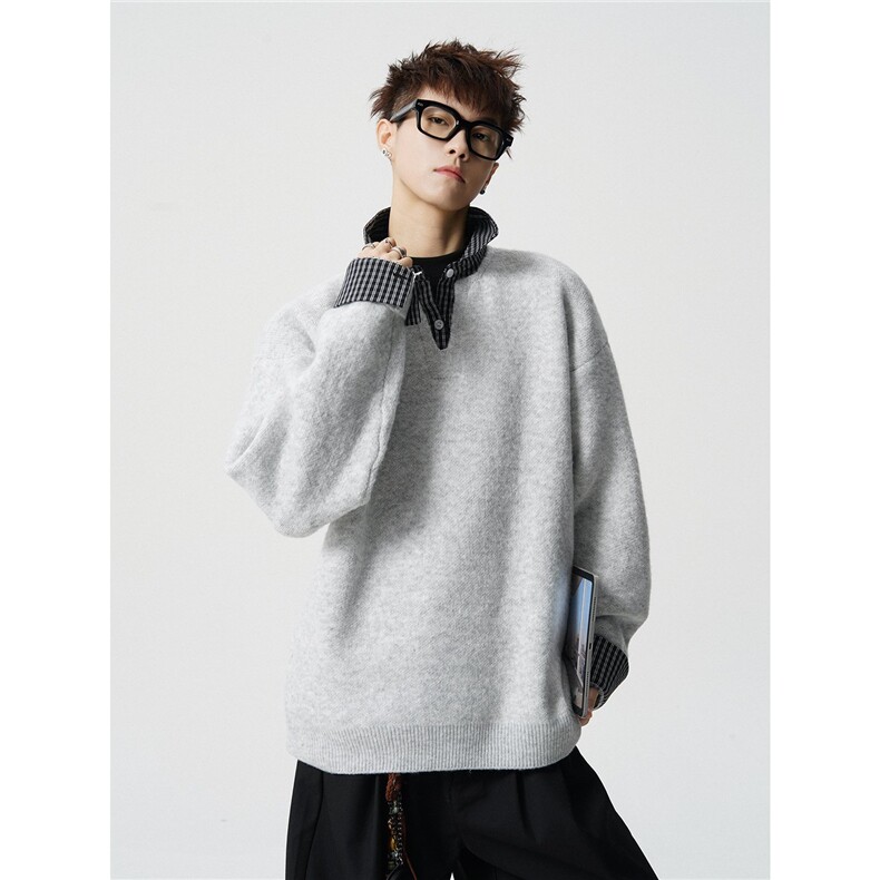 8806-P682025年秋冬季新款休闲毛衣男士时尚翻领长袖宽松针织衫，男装针织衫/毛衣，电商A113