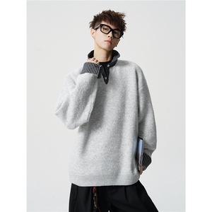 8806-P68 2025年秋冬季新款休闲毛衣男士时尚翻领长袖宽松针织衫，男装针织衫/毛衣，电商A113