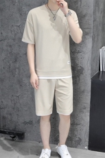 夏季华夫格短袖T恤男休闲两件套装，男装休闲套装，电商B212（原钱塘6029）