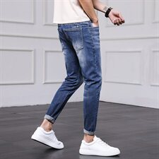 2021夏季潮男青年牛仔裤修身弹力休闲小脚九分牛仔裤男，男装牛仔裤，星座1006