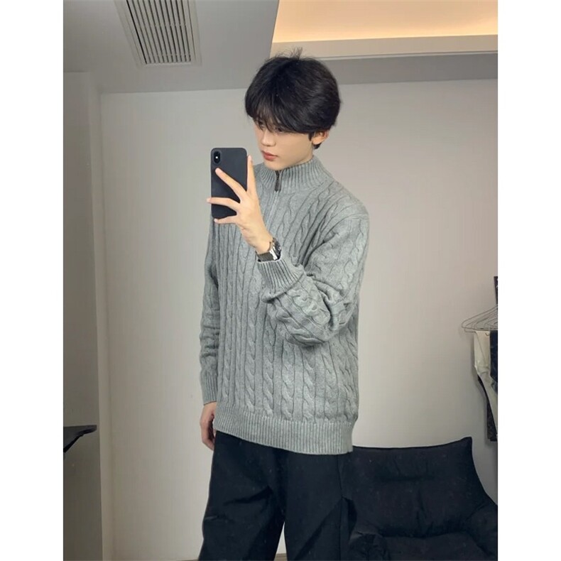 网图现货美式宽松立领半拉链毛衣男M9201特P60,男装针织衫/毛衣,星座205-3