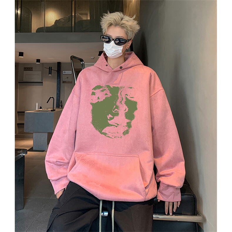 抖音得物供货提供视频秋冬重磅美式麂皮绒连帽卫衣JLM16,男装卫衣,电商A486