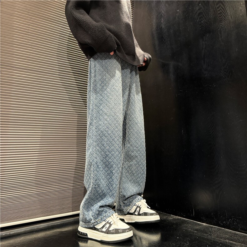 现货提花设计牛仔裤美式做旧复古宽松XZ603-K811-P45控68,男装牛仔裤,星座603