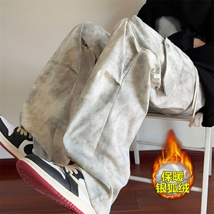 薄款改加绒特批P50无差价冬新银狐绒保暖拖地工装裤男K1448J加绒图片