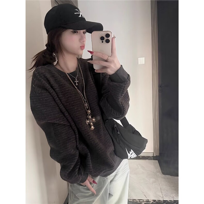 长袖t恤毛衣外穿条纹针织衫新款宽松慵懒卫衣513AMY2644P52,男装T恤,星座513A