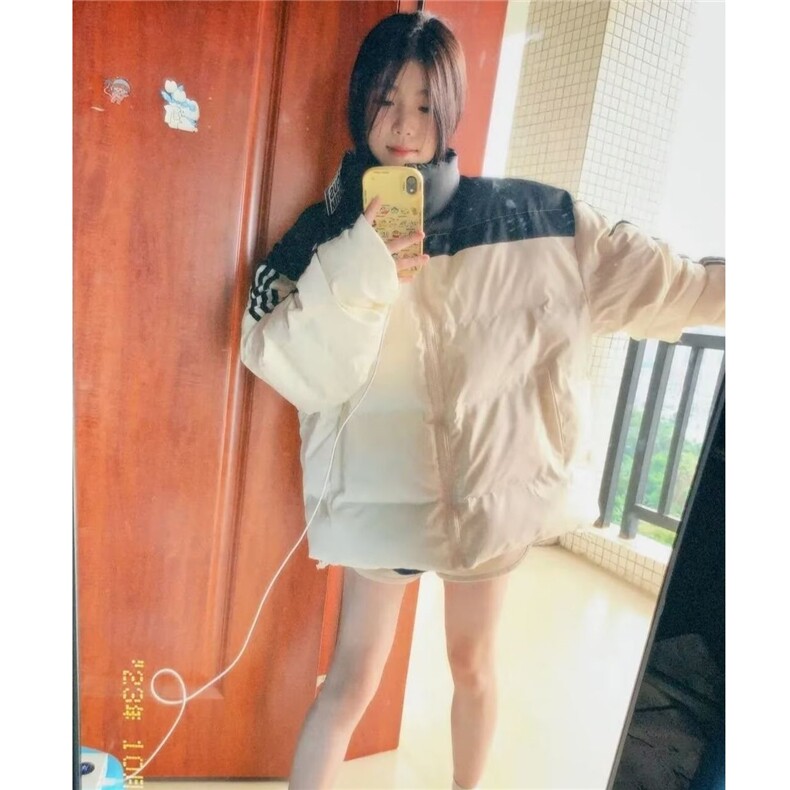 美式复古拼接条纹棉服棉衣女冬季外套小众街头学生加厚保暖面包服,男装棉衣,星座506A
