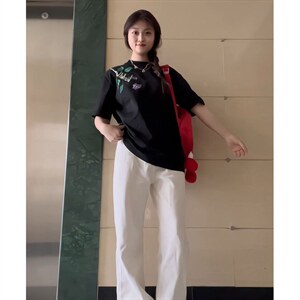 H0628-P35 刺绣款2026宽松休闲T恤图片