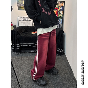 B221 美式ins高街小众宽松三条杠运动牛仔裤 LK23139-P65 控88图片