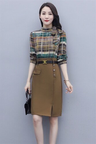 2025春装连衣裙立领休闲减龄修身收腰显瘦长袖连衣裙，女装连衣裙，施恩睿棋