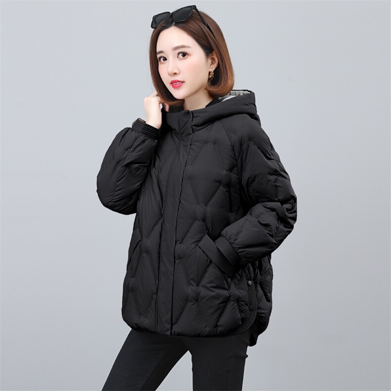 2023新款时尚宽松连帽羽绒服女短款加厚保暖外套,女装羽绒服,依恋蒂丝