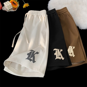 抖音直播品质 港风宽松五分裤男短裤 X416b-1-DK386-P45限58图片