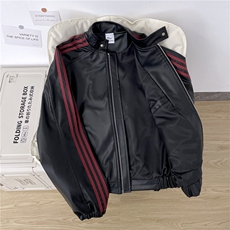 撞色PU皮衣立领机车夹克男2026春秋新款美式外套情侣潮JK237-P75，男装夹克，星座308B-2