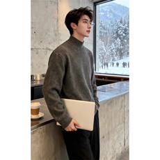 现货套头半高领毛衣男士秋冬保暖百搭毛衫休闲针织衫LM8288-P53，男装针织衫/毛衣，星座1008