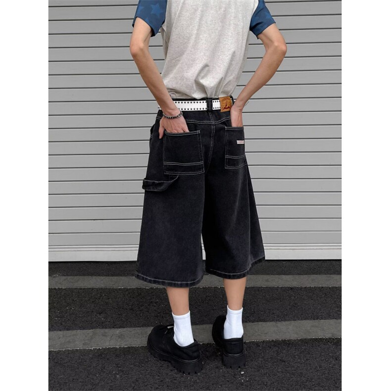 七分牛仔裤男女韩版潮阔腿夏新款2025宽松ins休闲短裤RK2705-P45,男装牛仔裤,星座412-2