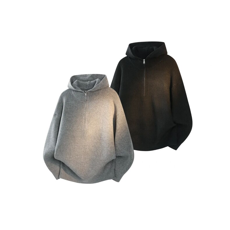 1303B-MY841-P45特P秋冬美式重磅休闲半拉链连帽毛衣内搭针织衫，男装针织衫/毛衣，星座1303B