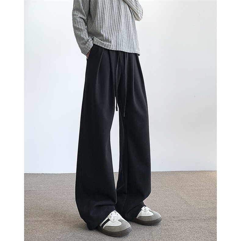新款老钱风工字褶A字廓形弯刀卫裤XZ604-K133-特P35控68,男装休闲裤,星座604