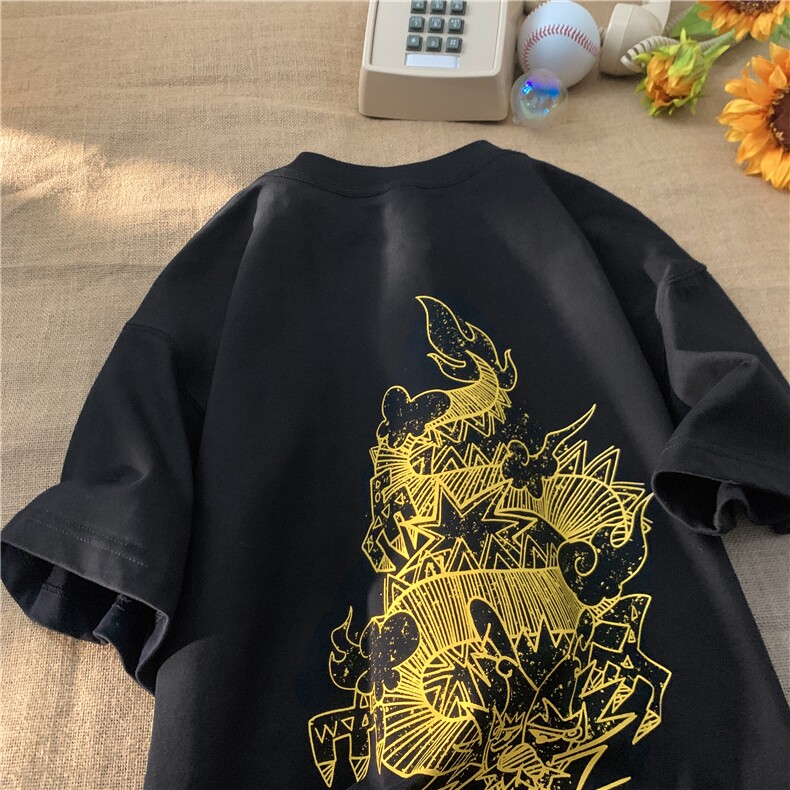夏季新款龙年斑驳印花高街短袖宽松M~5XLXZ604-DT216-P25控39,男装T恤,星座604