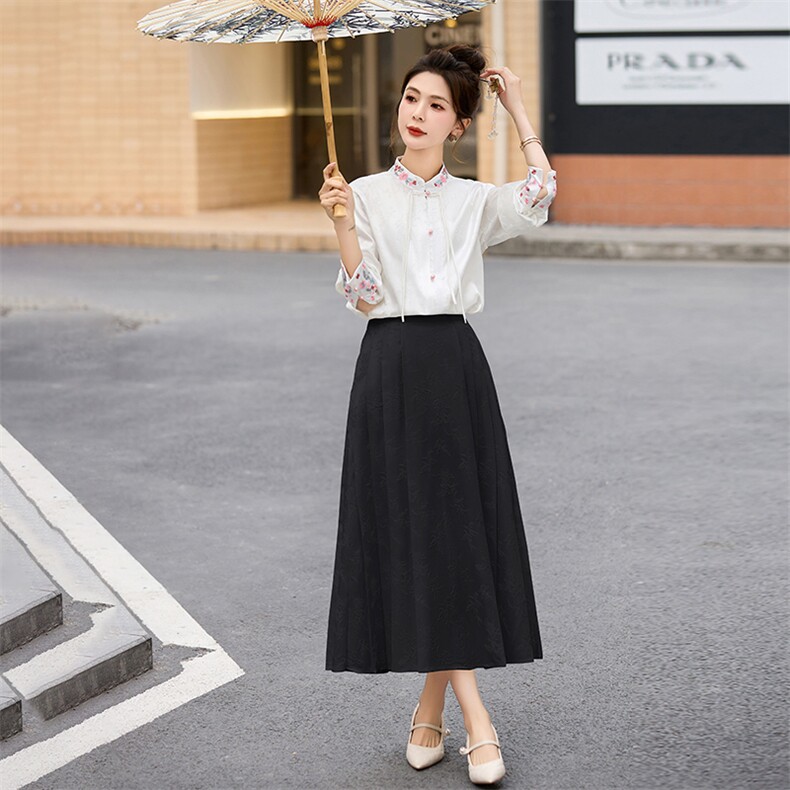 2024潮妈产后哺衣套装春新中式国潮风母乳拉链喂奶上衣马面裙套装,女装套装/套裙,丽美静依