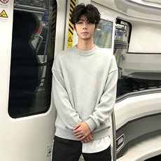 重磅秋冬男女纯色打底针织衫圆领套头半高领毛衣美式复古休闲上衣，男装T恤，电商A486