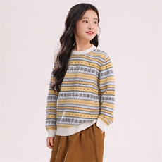 2025年秋季新款百搭男女同款绞花圆领加厚保暖羊毛衫，童装儿童羊毛衫，宏杨羊绒