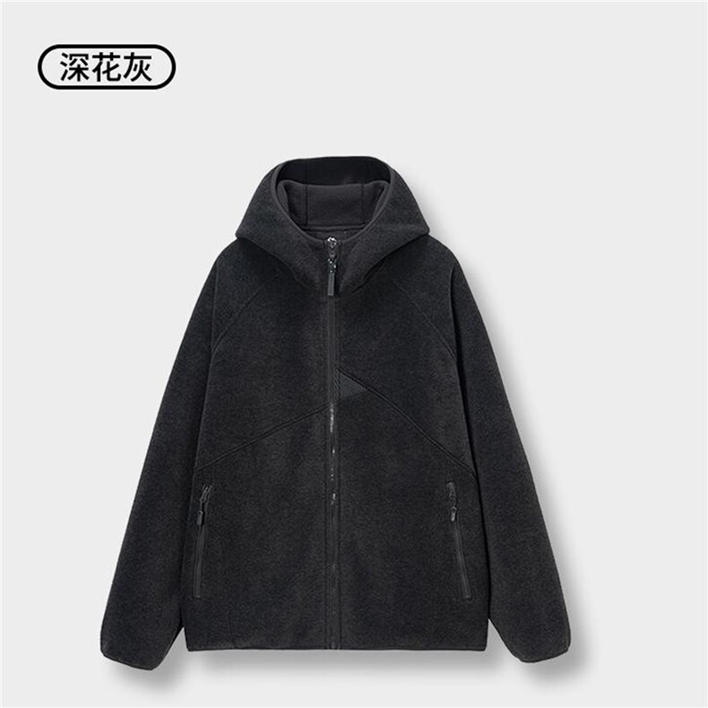 网图结构设计摇粒绒户外秋冬保暖连帽外套男女情侣装G1160P75,男装棉衣,电商A339
