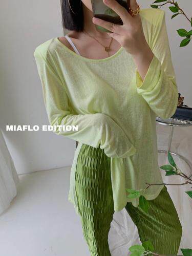 马卡龙透视防晒T/白/黑/粉/蓝/黄绿/，女装，MIA&FLO