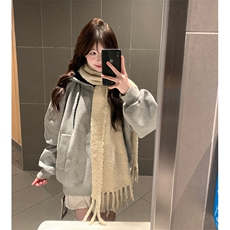 抖音得物二开美式高街重磅结构双层撞色连帽卫衣开衫外套W116，男装卫衣，电商A486