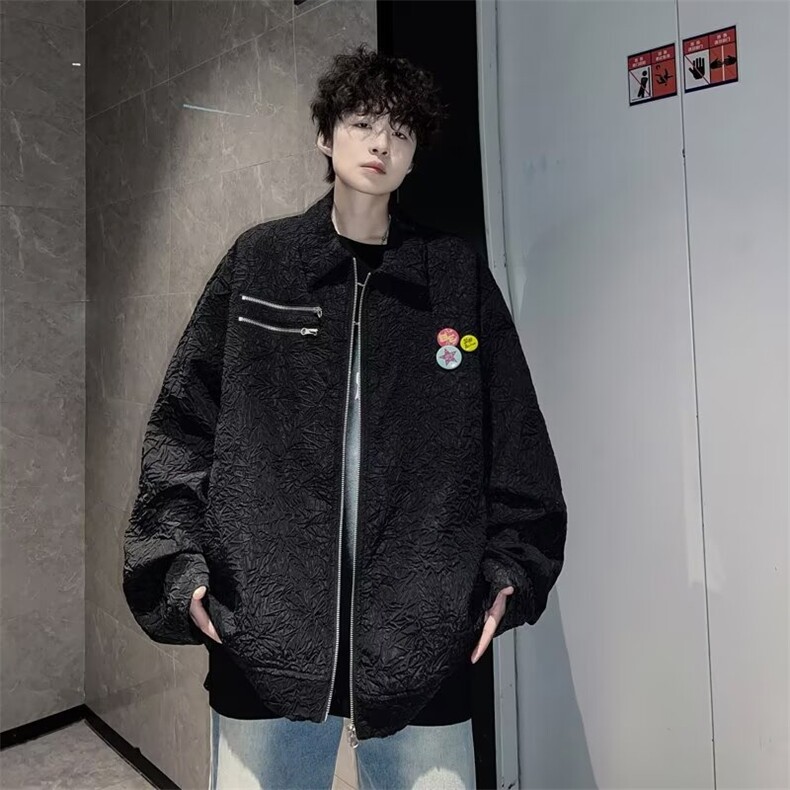 美式痞帅飞行员夹克男款潮牌设计感高街翻领休闲外套W6185-P60,男装夹克,星座412-2